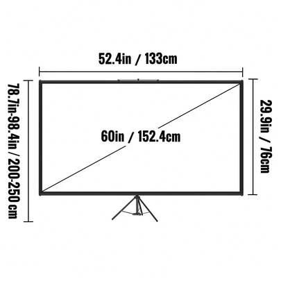 SucceBuy 60 70 80 90 100 110 pulgadas Pantalla de proyector con trípode con soporte 16:9 4K HD Cine en casa portátil para proyección interior y exterior