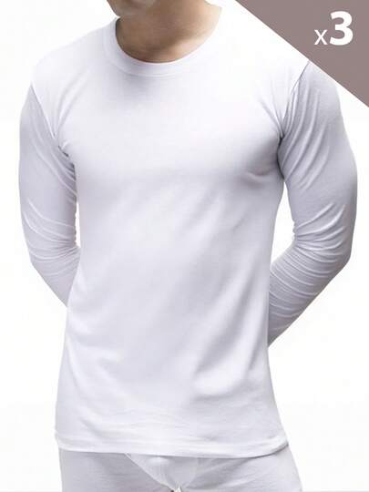 Pack de 3 Camisetas Interiores Entretiempo Manga Corta Hombre Comodidad Máxima. Fabricado en España.