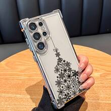 Funda de teléfono personalizada de plata a prueba de golpes con diseño de árbol de Navidad de copo de nieve, que proporciona protección total y rendimiento anti-caída, adecuada para varios modelos de  Galaxy, incluyendo las series S24, S23, S22 y S21. - Colores mixtos - Ver 2
