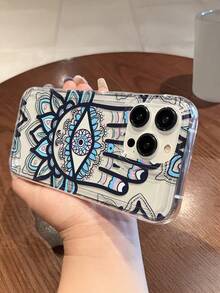 1pc Fashionable Creative Palm Print & Eye Pattern Painted Transparent Airbag Shockproof Phone Case Suitable For Samsung/Applne XS/XS Max/XR/11/12/13/14/14 Plus/15/15 Plus/16/16 Plus/7/8 Plus/17/17 Pro And Other Phone Models - Multicolor - View 7