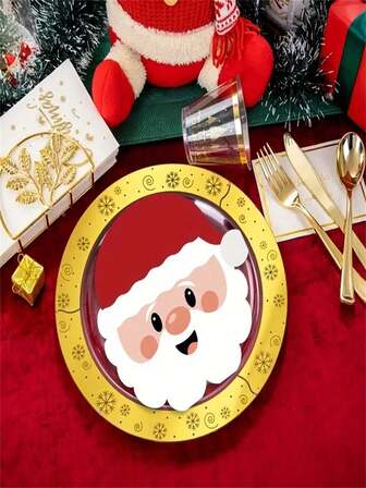 24pcs/Pack Christmas Santa Napkins - Christmas Themed Paper Tableware With Cartoon Santa Claus Design, Suitable For Parties, Afternoon Tea, Birthdays, Dessert Tables, Bars, Hotels, Camping And Picnics, Holiday Dining Decor | Cute Tableware | Napkins, Christmas Party Supplies