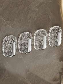 No Drill Self-Adhesive Bathroom Hooks - Modern Wall-Mounted Storage Rack, Glacier Pattern, Durable Plastic Material, No Drilling Required, Ideal For Kitchen And Bathroom. Bathroom Hooks, Kitchen Storage, Modern Design, Easy To Install.