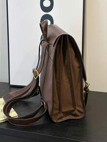 1pc Fashionable Flip-Cover Women's Backpack, (13in*10.21in*5.9in) Bicolor Plaid, Contrast Color Design, Collegiate Style, Practical And Stylish, Suitable For Students And Office Workers, Commuter Bag, Travel Bag, Multi-Compartment, Sectioned Storage, Unisex Backpack, Travel Bag, Christmas Gift, Gift For Kids And Friends, Women Fashion Backpack