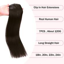 #1B Natural Black Clip-In Hair Extensions, 100% Human Hair, 7pcs Set, Seamless Clip-In, Remy Human Hair - S1B - View 6