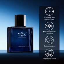 YCZ Men's Pheromone Perfume | 1.7oz | Fresh Scent + Lavender Scent | Warm Woody End Rhyme | Essential Fragrance For Dating Confessions, Fragrance Of Love, Confession Fragrance, Attractive Aroma, Lasting Aroma, Men's Beauty, Fashion Men - Xanh đậm - Xem 4