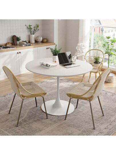 Set Of Metal Dining Chairs, Steel Legs PU Leather Seats, Armless High Back Kitchen, Living Room, Grijs