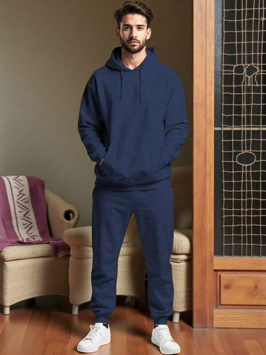 Men Sports Sets - Navy Blue - View 1