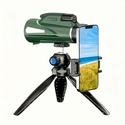 1pc 10x Zoom High Definition Monocular Telescope With Smartphone Adapter And Tripod - Suitable For Birdwatching, Hunting And Fishing