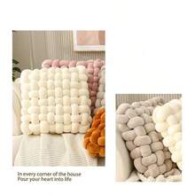 Nordic Style Pillow, Woven Decorative Pillow, Square Plush Pillow For Home, Sofa Cushion, Decorative Bay Window Pillow - 淺灰色 - 查看 3