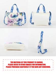 Disney 1个官方授权的米奇/史迪奇图案时尚手提包,休闲多功能单肩包,配有可调节肩带,适合女性/女孩/青少年/学生日常使用、外出、购物、返校等场合。 - 彩色 - 查看 12