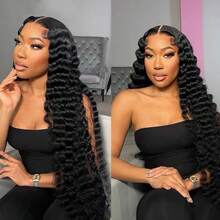 BINF Halloween School Dance 12A Grade Loose Deep Wave Bundles Human Hair 100% Unprocessed Brazilian Virgin Deep Wave Human Hair Bundles Quirky Halloween Natural Color For Women Hair Weave Extensions Can Be Dyed And Bleached Soft And Full No Shedding Trick-Or-Treat Route Outfit Hair Loose Deep Bundles Wet And Wavy Bundles Human Hair Extension Halloween Dinner Party Gift For Christmas, New Year, And Halloween New Year Gift For Women - Bó sâu lỏng lẻo - Xem 2