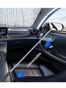 1pc Stainless Steel Retractable Car Rearview Mirror Wiper Blade, Car Window Glass Scraper, Defogging Cleaning Tool - Multicolor - View 2