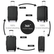 Cabin Luggage Carry On Suitcase 19 24 28 Inch ABS Hardshell TSA Lock 360 Spinner Wheels Lightweight 3 Piece Set Hand Check In Travel Unisex Sizes - Black - View 3