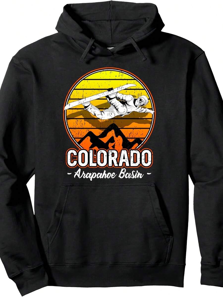 Arapa Basin Colorado Snowboarding Pullover Hoodie Christmas Thanksgiving New Year Birthday Hoodie Gifts For Mom Dad Men Women Friends, Black Soft Fabric - Phong cách 2 - Xem 1