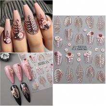 VOTACOS 5 Sheets Halloween Nail Art Stickers Decals 5D Nail Decals Gold White Bone Pattern Sticker Self-Adhesive Skull Nails Supplies Accessories 3for Women Halloween Nails DIY Decoration{Inchcolor_nameinch:InchColorfulinch} - 豐富多彩的 - 查看 3