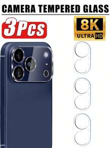 3pcs Full Coverage Camera Lens Protector Film, Compatible With 17/14/15/13/16 Pro Max Plus/17/Air, Accessory Rear Cover Lens Glass, Suitable For Daily, Office, Home Use, Waterproof, Shockproof, Anti-Fall, Anti-Scratch. - Clear - View 16