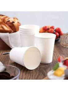100/50/25/10 chiếc cốc giấy đựng cà phê 9oz, cốc đựng nước, cốc đựng đồ uống, cốc đựng sữa, cốc đựng nước ép, thích hợp đựng đồ uống nóng/lạnh, cốc cà phê nóng bằng giấy trắng, lý tưởng cho văn phòng, tiệc tùng, gia đình, du lịch - trắng - Xem 6