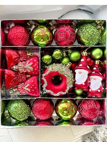 60pcs Exquisite Christmas Tree Decorations - Donuts, Forest Elves, Snowflakes, Painted Christmas Balls, Suitable For Christmas Tree And Yard Decoration