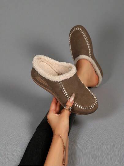 Women's Warm Thermal Lined Slip-On Shoes: Comfortable Sherpa Fleece Mule Slippers, Suitable For Indoor Home And Outdoor Casual Wear, An Ideal Choice For Cold Weather Home Outfits And Daily Errands