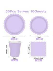 10 件/20 件/40 件，薰衣草纸盘和餐巾，浅紫色蕾丝派对用品，包括生日派对、婚礼、生日用的浅紫色盘子和餐巾，