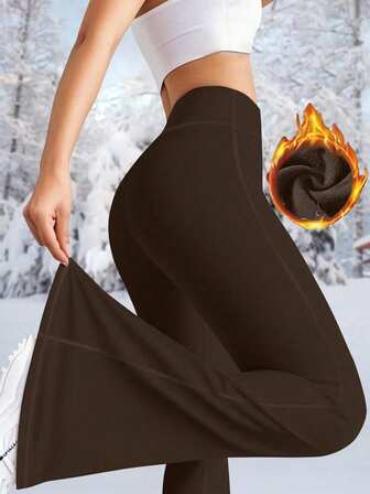 女士保暖加厚高腰喇叭裤，冬季健身保暖加厚打底裤柔软瑜伽裤，女装，女士冬季服装