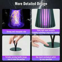 1pcs Bug Zapper USB Electric Non-Radiation LED Silent Mosquito And Insect Killer Lamp, Suitable For Indoor Killing Of Mosquitoes, Flies, Small Flies, And Fruit Flies, With A Small Brush - 橄欖綠 - 查看 5
