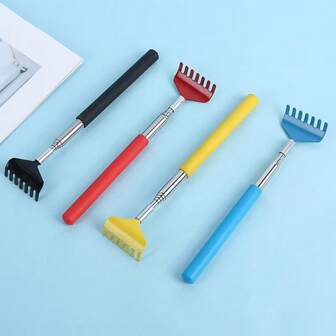 1pc Colorful Stainless Steel Telescopic Back Scratcher, Convenient Home Itch Relief Tool
