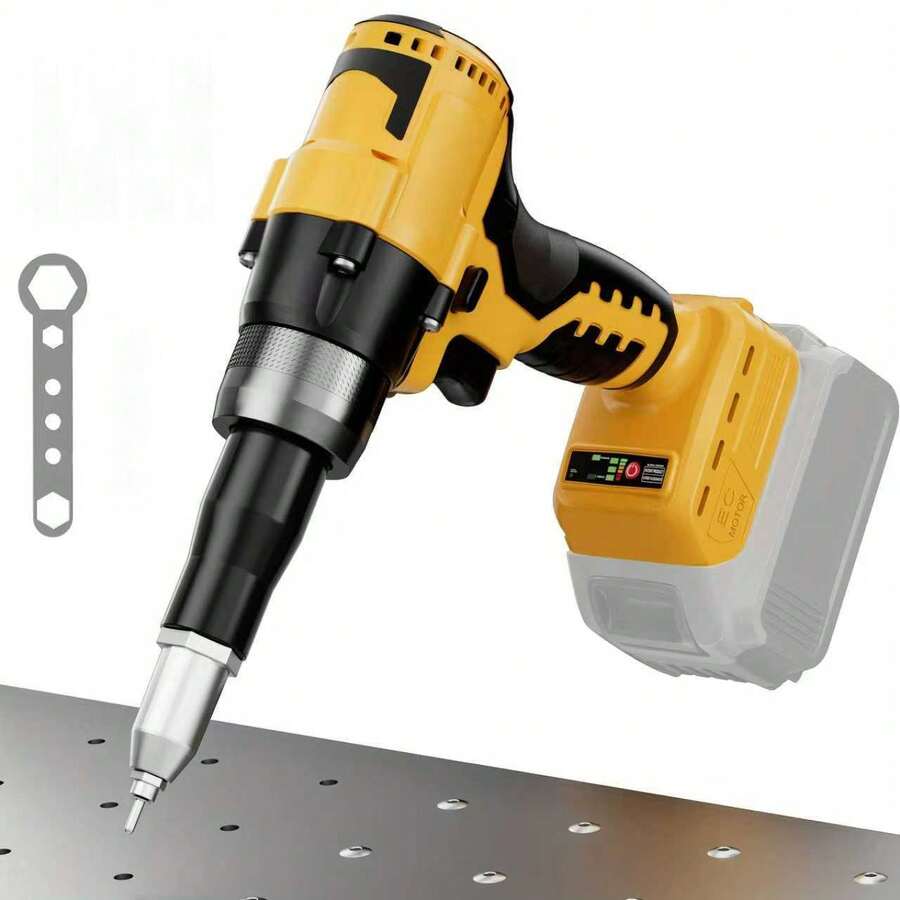 Rivet Gun Compatible With Dewalt 20V Battery, Cordless Rivet Tool With 3 Size (1/8", 5/32", 3/16") Aluminum Rivets, Brushless Motor Rivet Gun Kit Nose Piece, Led Light, Tool Only