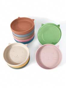 1 pezzo Piatto per l'alimentazione del bambino in silicone con ventosa, piatto morbido in silicone a forma di gatto, stoviglie per bambini, set da tavola per l'addestramento con ventosa, piatto per l'alimentazione dei bambini, regalo per uso quotidiano