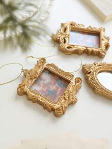 1 pieza Mini marcos de fotos dorados, pequeños marcos de fotos vintage antiguos con vidrio, pequeño marco de fotos para decoración del hogar, hotel, árbol, adornos navideños, decoración de mesa, exhibición de joyería, accesorios para fotografía