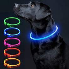 Collar luminoso para perro, carga de collar de gato con luz LED, accesorio de moda con luz intermitente DIY brillante y de para mascotas para uso nocturno