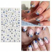 Nail Art Stickers Decals 5D Embossed Flower Nail Decals Self Adhesive Spring Summer Nails Supplies 3D Design For Women Nails Decoration Fresh Blue Purple Flower Stickers{Inchcolor_nameinch:InchColorful-14inch} - 彩色-14 - 查看 7