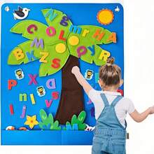 Educational & Fun Felt Alphabet Tree 3D Sticker Material Kit - No-Cut DIY Interlocking Alphabet Tree For 3-6 Years Old Toddlers, Early Education Cognitive Alphabet Learning Toy, Felt Teaching Set For Kids' Hands-On Development / Parent-Child Craft, Perfect Gift