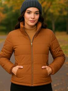 Chamarra Chaqueta de mujer con Peluche Interno - Camel - Ver 3