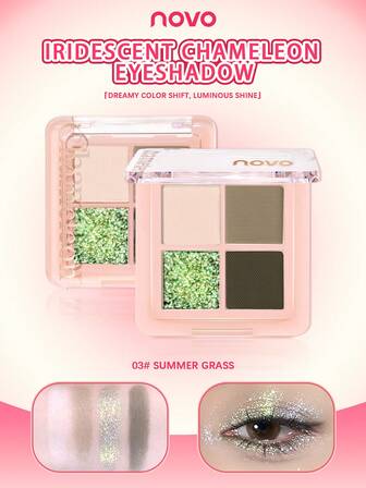 NOVO 4-Color Chameleon Eyeshadow Palette, Smoky Eye Makeup For Daily Wear, Matte & Shimmer Finish, Suitable For Autumn/Winter, Halloween, Christmas, Birthday Gift, Mini Makeup Palette Y2K Face Painting Cosmetics