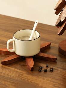 一套4个竹制隔热杯垫+1个底座，耐热餐垫，家居装饰 - 彩色 - 查看 5