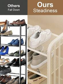 Shoe Organizer, Shoe Rack Shelf Closet Organizers And Storage, Shoe Rack For Entryway, Home Organization, Free Standing Metal Shoe Shelf, Entrance Organization, Stackable, Great For High Heels, Sneakers, Slippers, Sandals, Short Boots, Black / White - 白色 - 查看 9