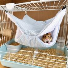 1 pieza Escondite de esquina para hámster, saco de dormir cómodo para hámster con patrón a rayas, almohadilla semicerrada cálida, refugio de peluche a prueba de viento y cálido adecuado para mascotas pequeñas en otoño/invierno