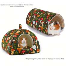 Guinea Pig Hideout Washable Rabbit Bed With Guinea Pig Tunnel Guinea Pigs Toys Set Bunny Hideout Cage Accessories For Hamster Ferret Rabbits Bunny Green Mushroom Forest