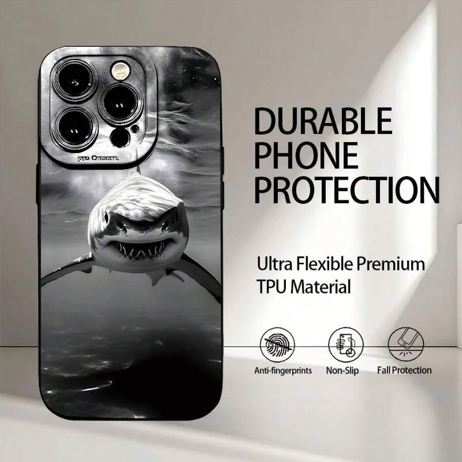 Unterwasser Weißer Hai Muster UV-Druck Matte Handy Angel Eyes Weiche Handyhülle 360 Grad Vollschutz für iPhone 16 11 12 13 14 15 Pro Max XR X/ XS 7 8 Plus SE Mini für Smartphone