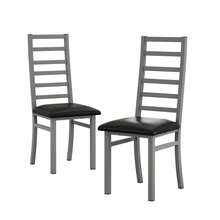 Set Of 2 Metal Dining Chairs, Steel Legs And PU Leather Seats, High Back Armless Dining Chairs, For Kitchen, Living Room, Black - Grey + 2Seat - View 11