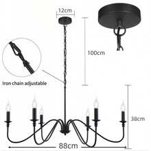 1pc Vintage Iron Branches Pendant Light, 6 Lights, Black/Gold, Modern Living Room Chandelier, Industrial Style Farmhouse Pendant Lamp, Suitable For Indoor Decoration, Living Room, Bedroom, Dining Room, E14 Bulb Socket, AC85-265V, D88cm/35 Inch (Bulbs Not Included)