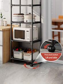 1 pieza Estantería de almacenamiento multiusos, móvil con barandilla, adecuada para cocina, baño, sala de estar, entrada, dormitorio, estudio, oficina, regalo de vacaciones, regalo de Navidad, regalo para niños - Multicolor - Ver 6