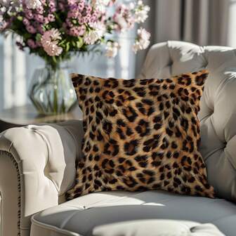 2pcs Unique European Leopard Print Pillow Covers (No Filling), Soft Peach Velvet Single-Sided Leopard Print Square Pillow Shams, Suitable For Living Room, Bedroom Home Decor, Sofa And Car Pillows, All Seasons