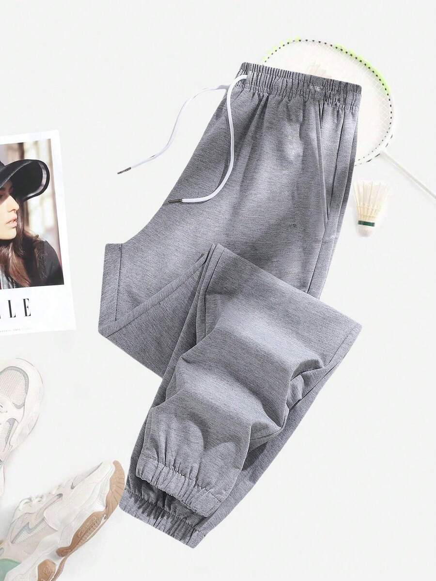 Women'S Joggers Pants Pockets Drawstring Running Sweatpants For Women Lounge Workout Jogging Tights - Grey - View 1