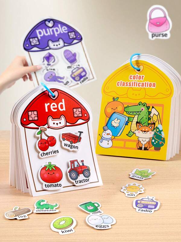 3-6 Years Old Kids' DIY Hook And Loop Busy Book, 48 Items And 6 Scene Cards, Reusable Sensory Toys, Improve Focus And Sensory Development, Christmas Gift, Halloween Gift