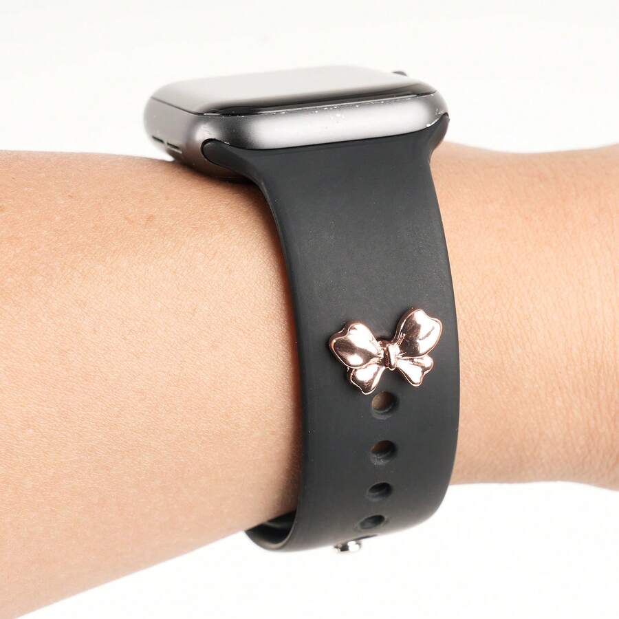 1 pieza Nuevo Brazalete Dorado Rosa con Lazo Brillante para Mujer, Accesorio Decorativo para Correa deh o Correa de Galaxy Watch Series - Oro rosa-C - Ver 1