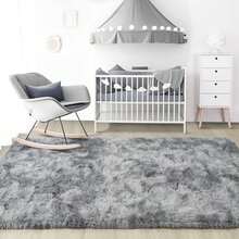 Noahas Ultra Soft 4.5cm Velvet Bedroom Rugs Kids Room Carpet Modern Shaggy Area Rugs Home Decor 2.6' X 5.3', Gray(10' x 8' (Rectangular) Gris brumoso teñido anudado) - Tipo34 - Ver 7