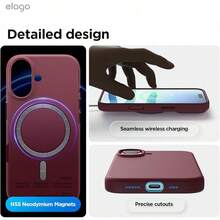 elago Funda Magnética de Silicona para iPhone 17 Pro MAX 6,9'' - Compatible con MagSafe, Silicona Líquida Premium, Funda Protectora, Antigolpes, Perfil Delgado (Azul Cielo) - Burdeos - Ver 8
