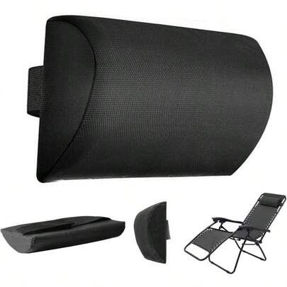 1 Piece Sun Lounger Pillow With Straps 13.78x2.36x5.91 Inch Adjustable Lounger Pillow For Headrest Pillow For Folding Sling Chair Recliner Lounge Chair Black